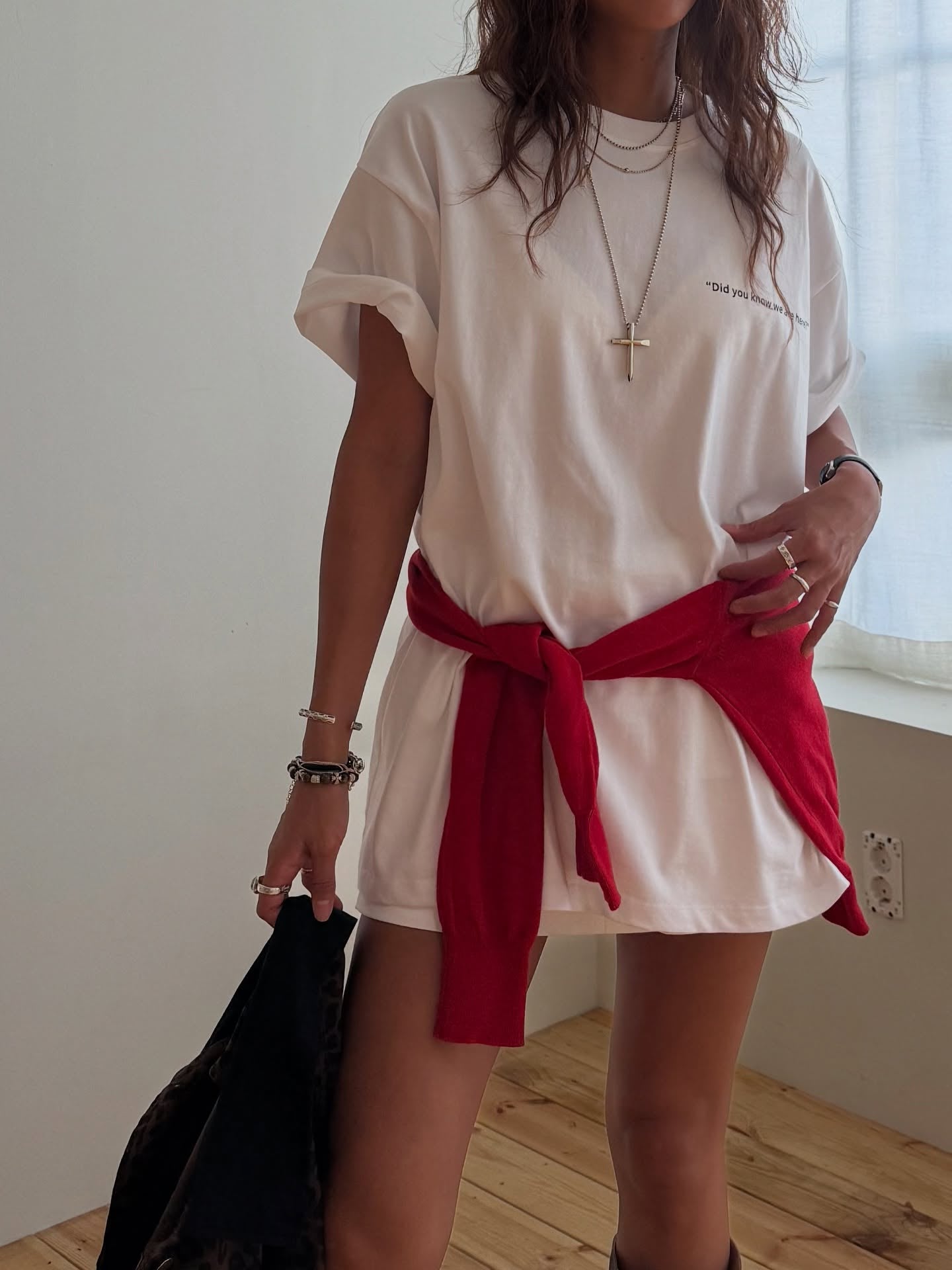 寬鬆顯瘦圓領小字母印花短袖T卹