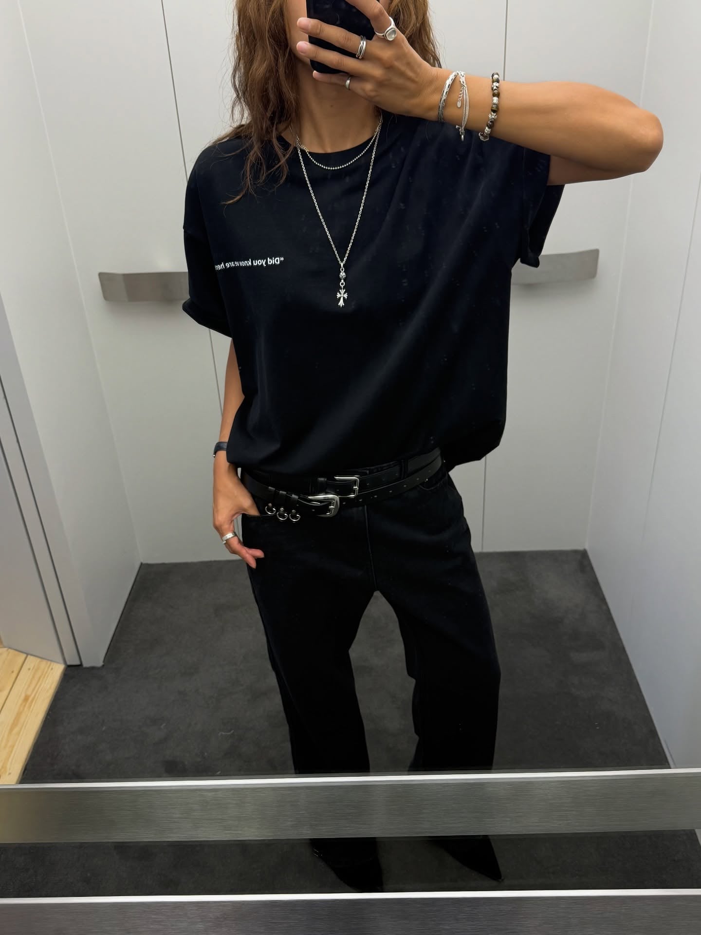 寬鬆顯瘦圓領小字母印花短袖T卹