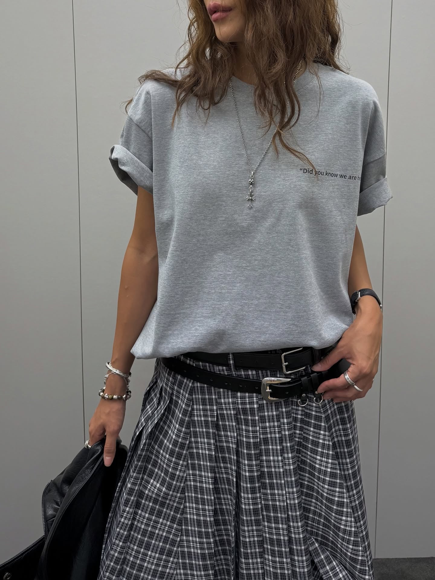 寬鬆顯瘦圓領小字母印花短袖T卹