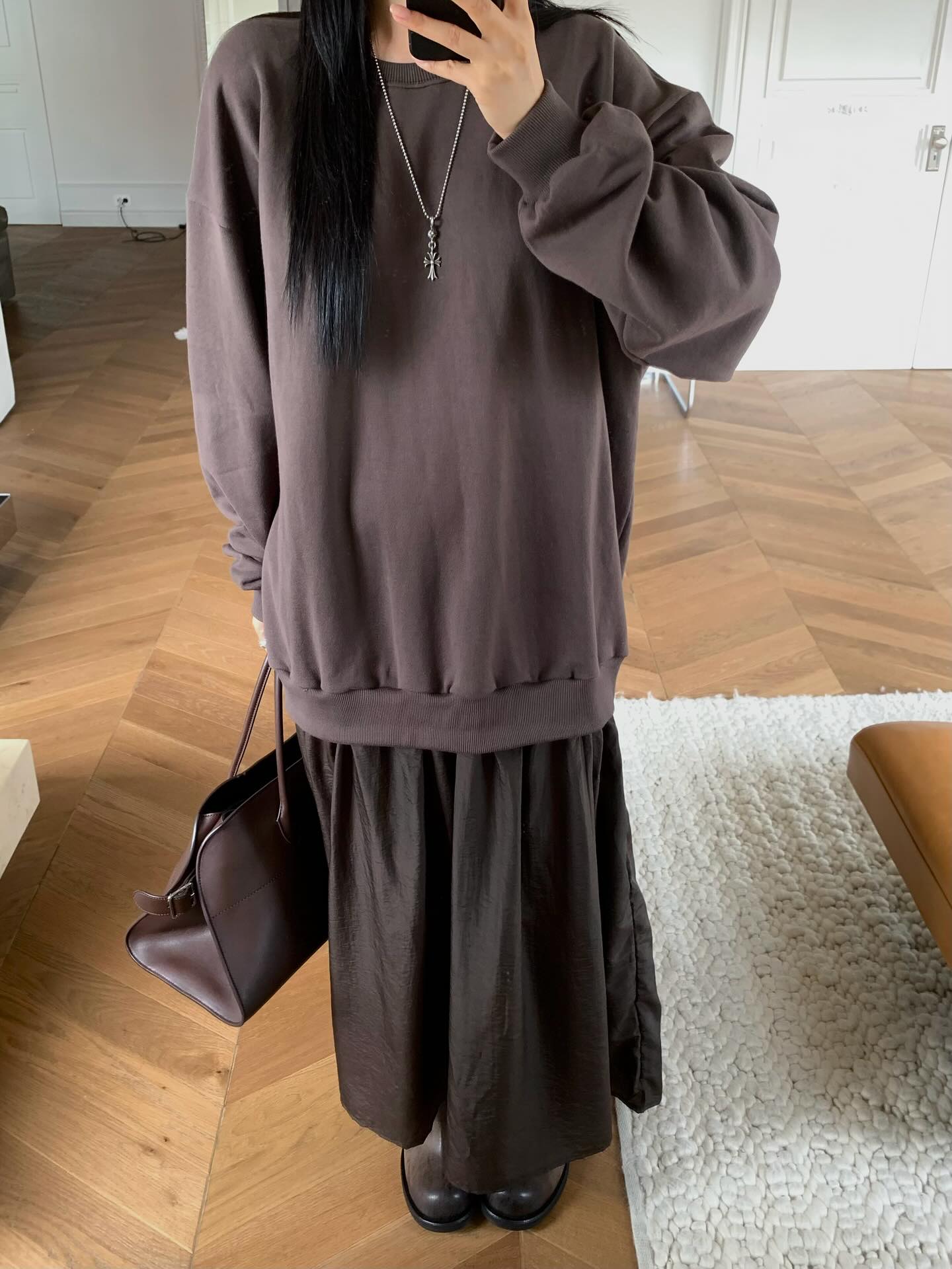 圓領設計感拼接假兩件連衣裙