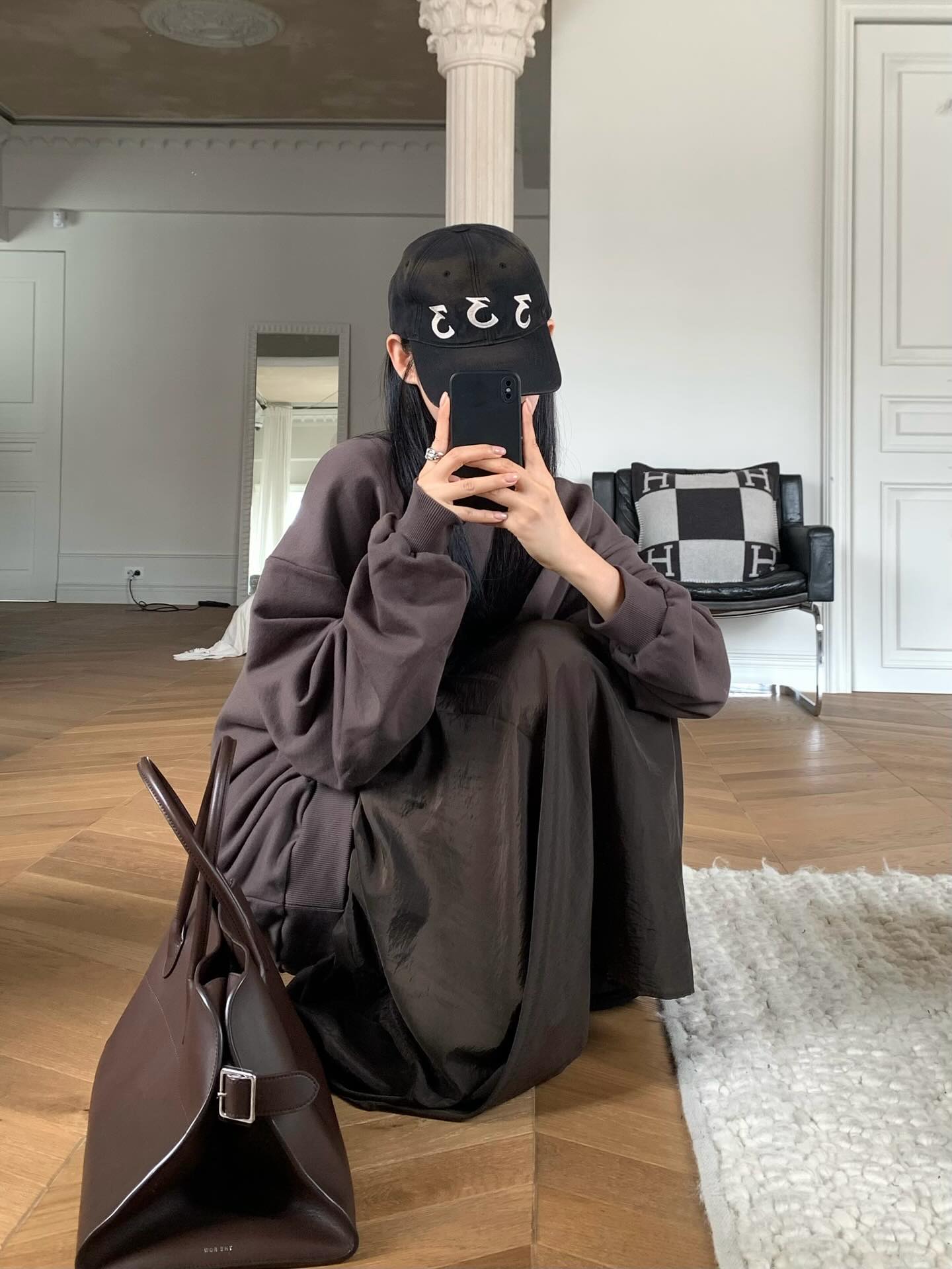 圓領設計感拼接假兩件連衣裙