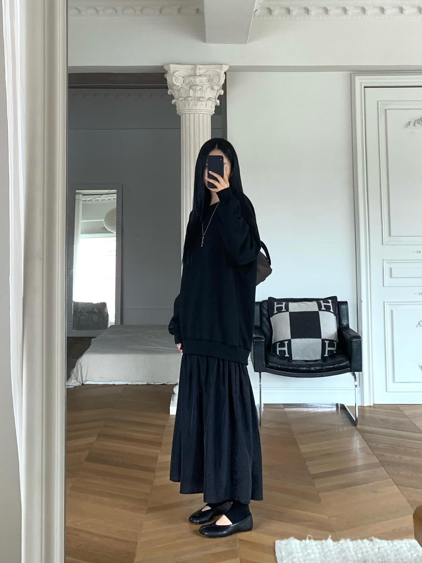 圓領設計感拼接假兩件連衣裙