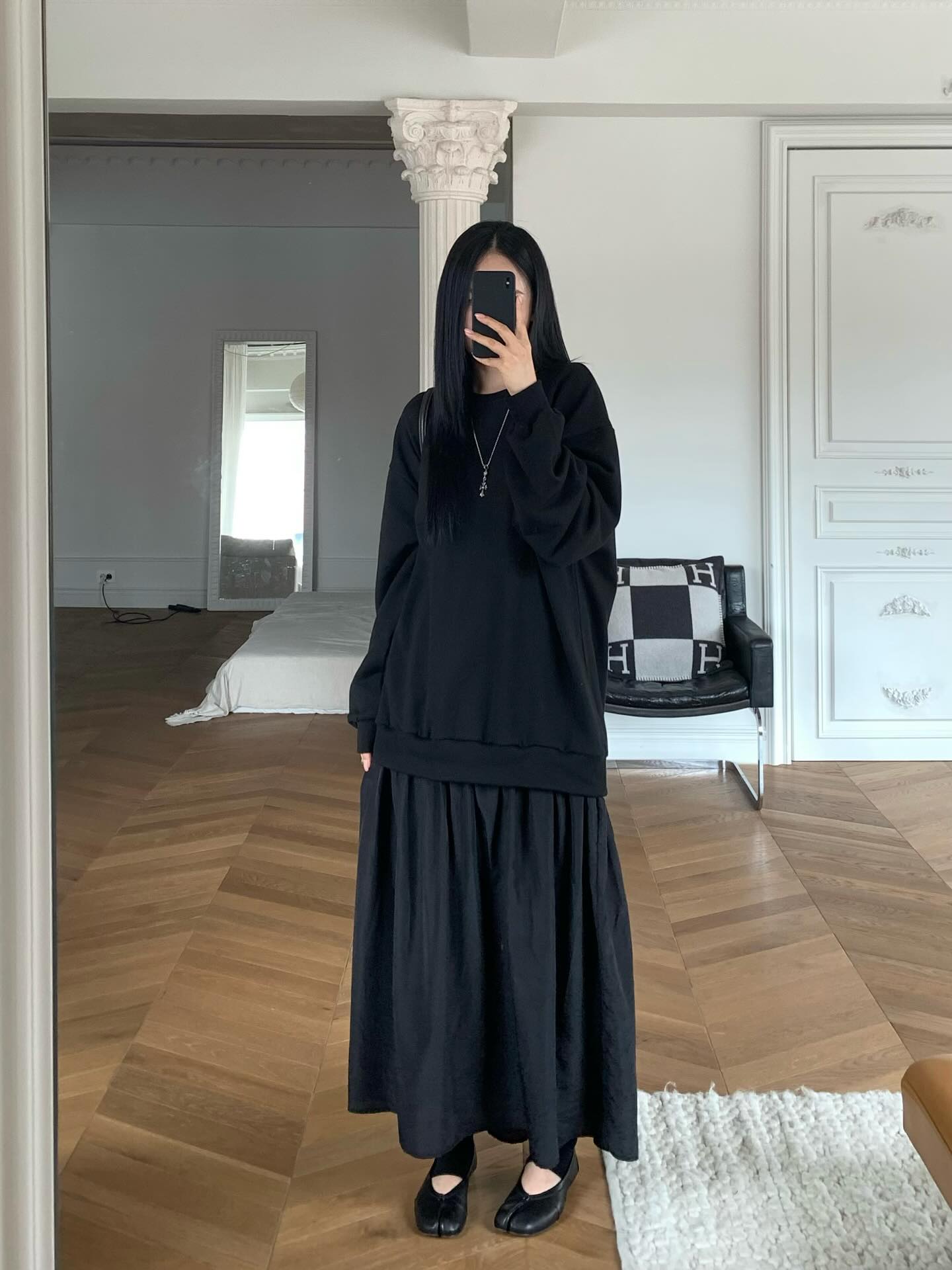 圓領設計感拼接假兩件連衣裙