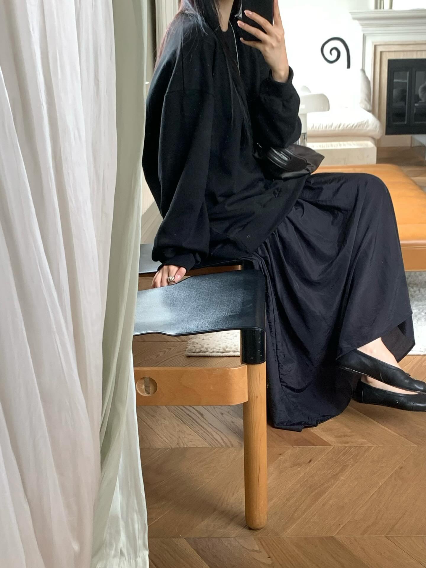 圓領設計感拼接假兩件連衣裙