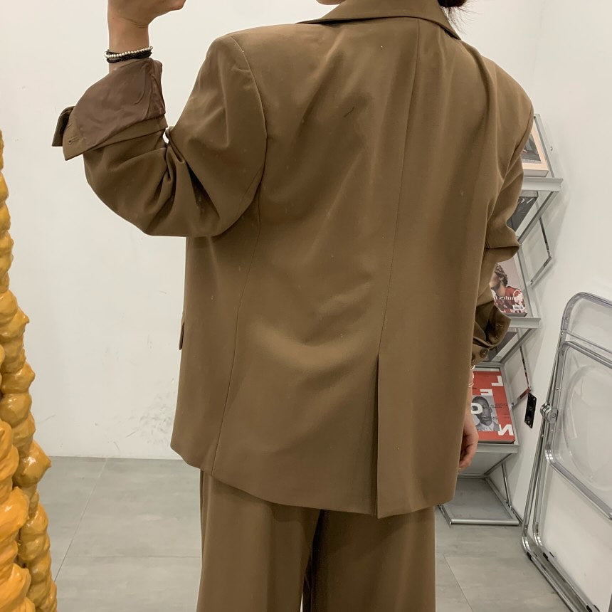 高腰撞色休閒褲