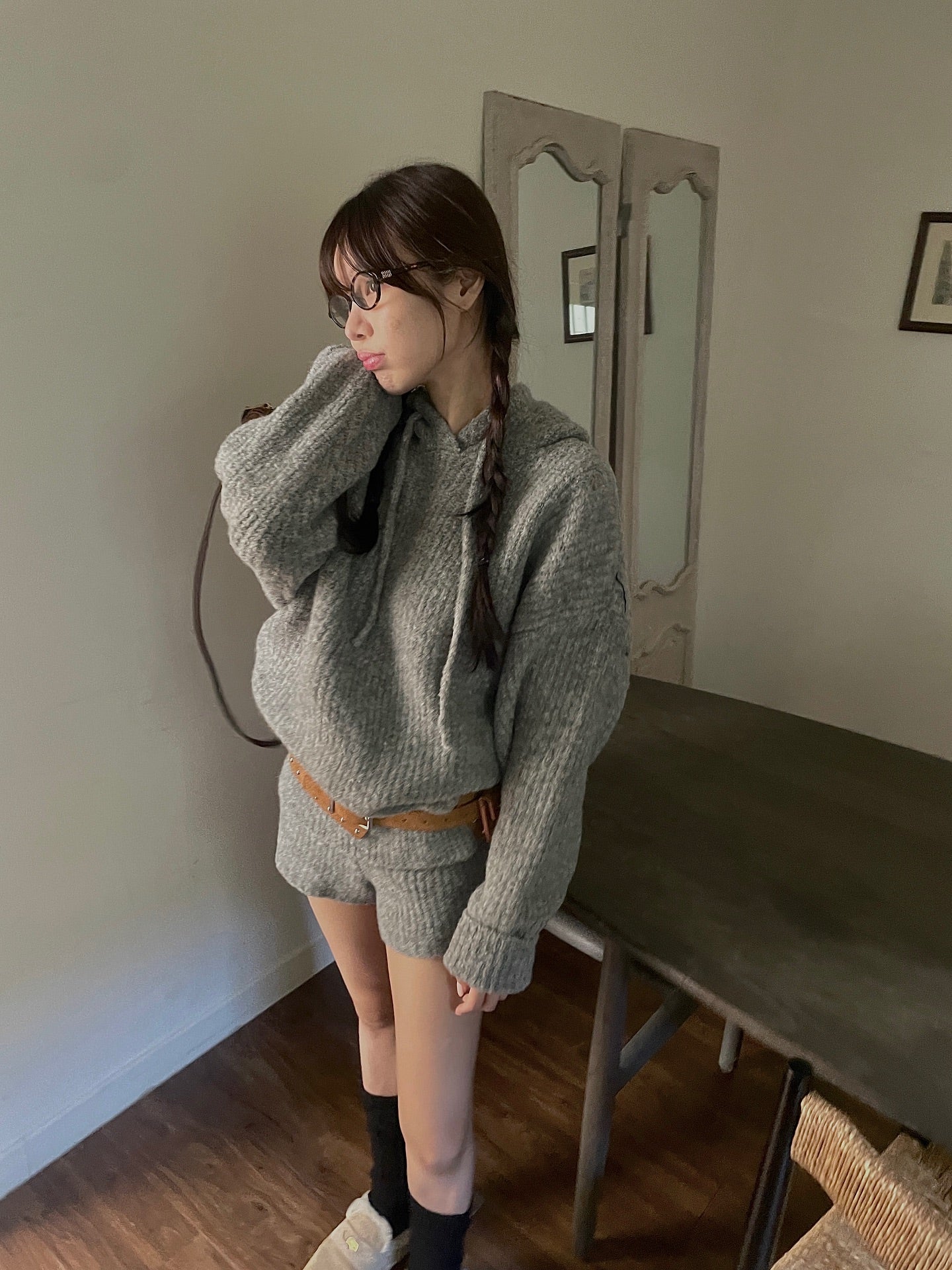 高腰顯瘦針織短褲