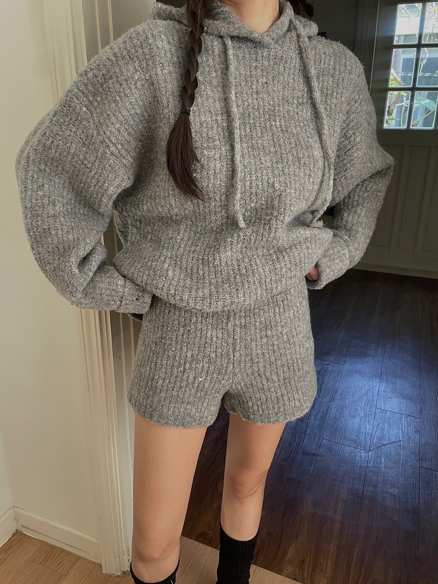 高腰顯瘦針織短褲