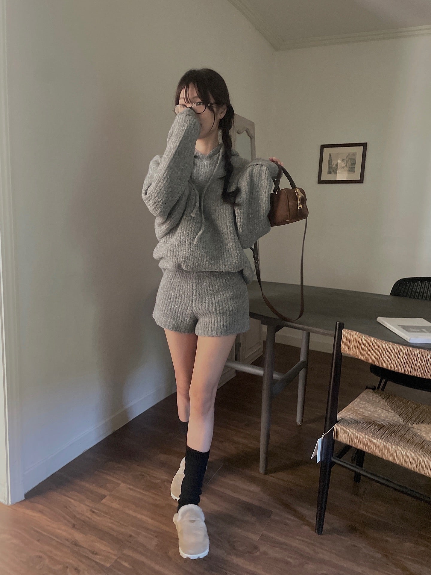 高腰顯瘦針織短褲