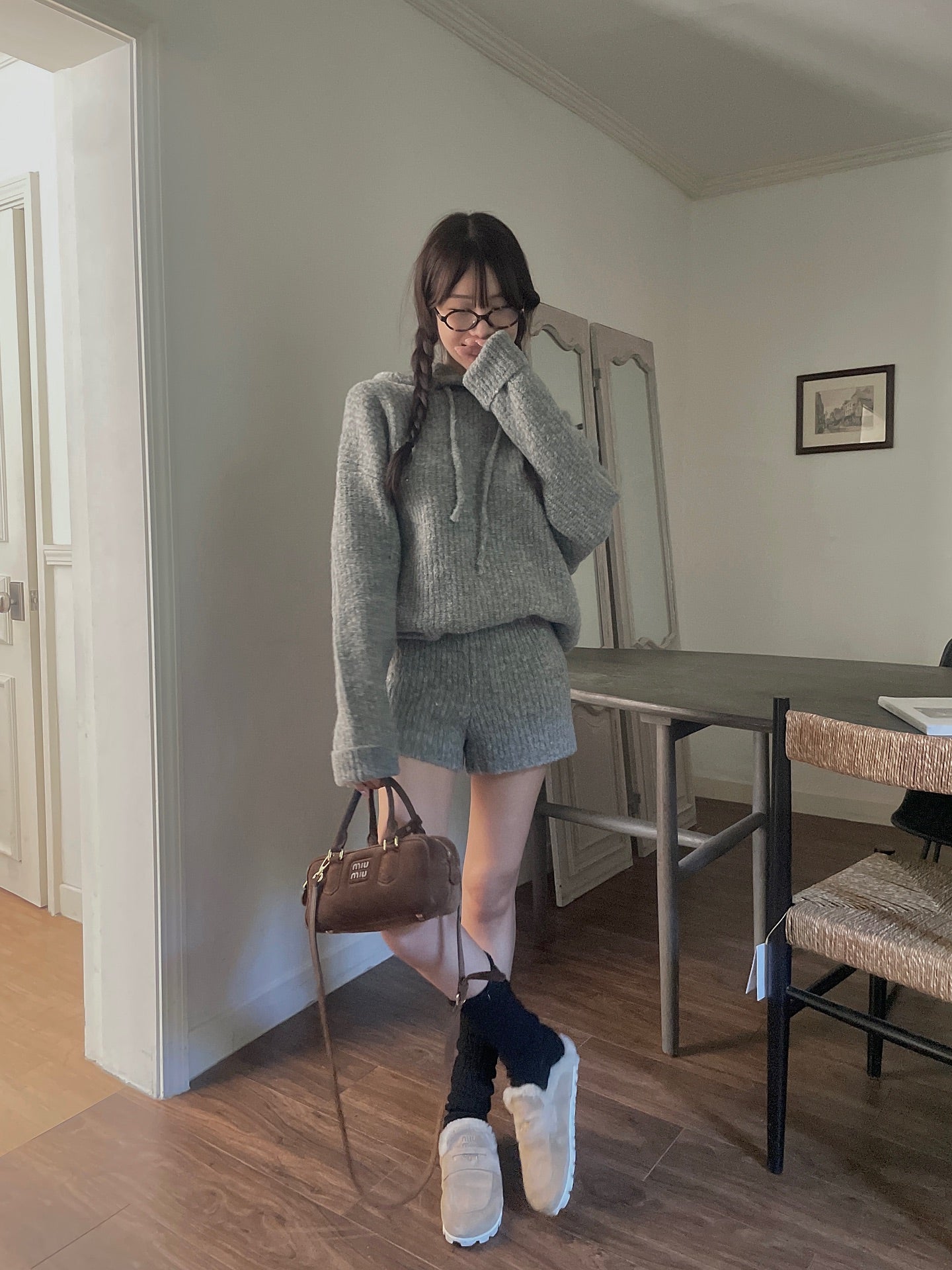 高腰顯瘦針織短褲