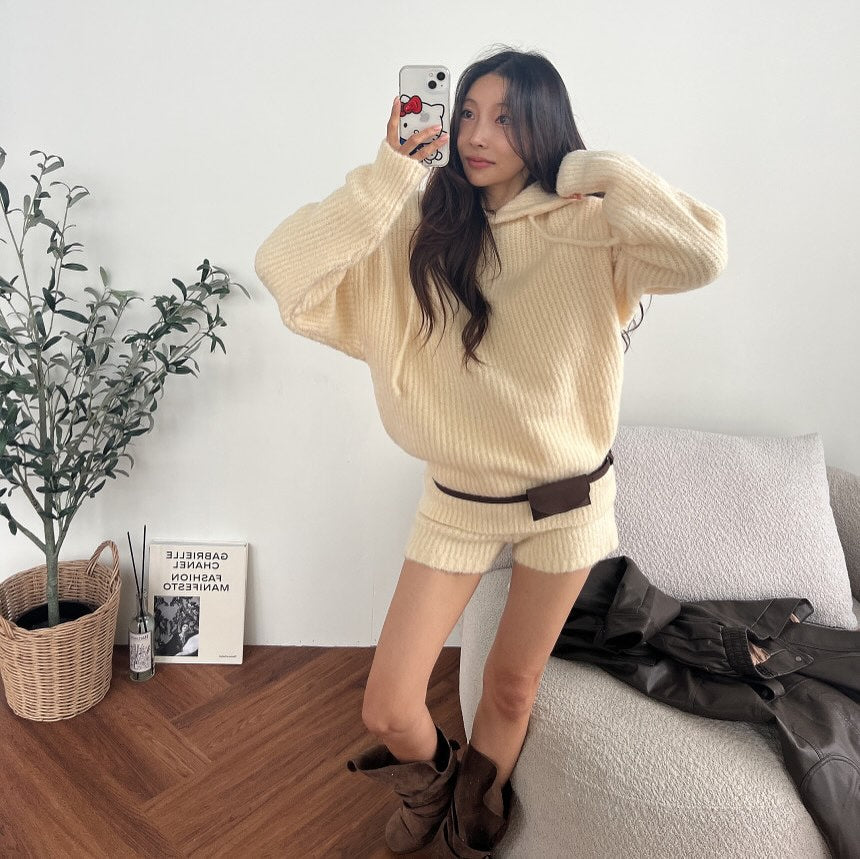 高腰顯瘦針織短褲