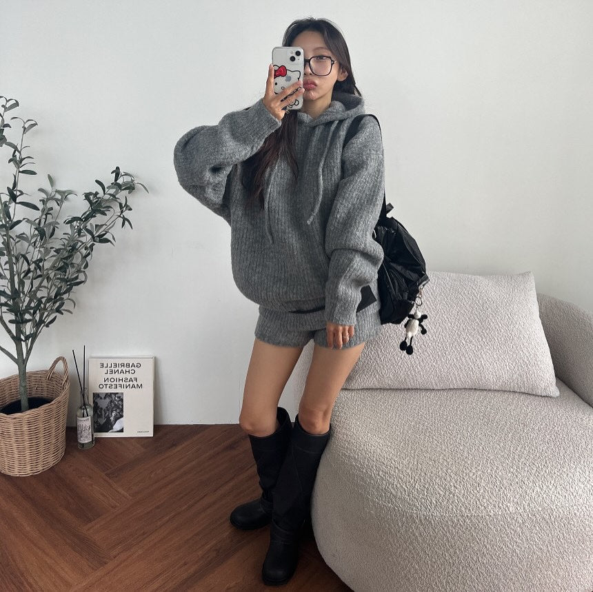 高腰顯瘦針織短褲