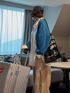 鬆緊腰抽繩側拉鏈休閒長褲