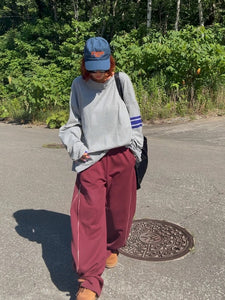 鬆緊腰抽繩側拉鏈休閒長褲
