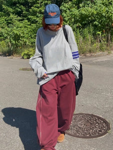 圓領休閒寬鬆條紋長袖T卹