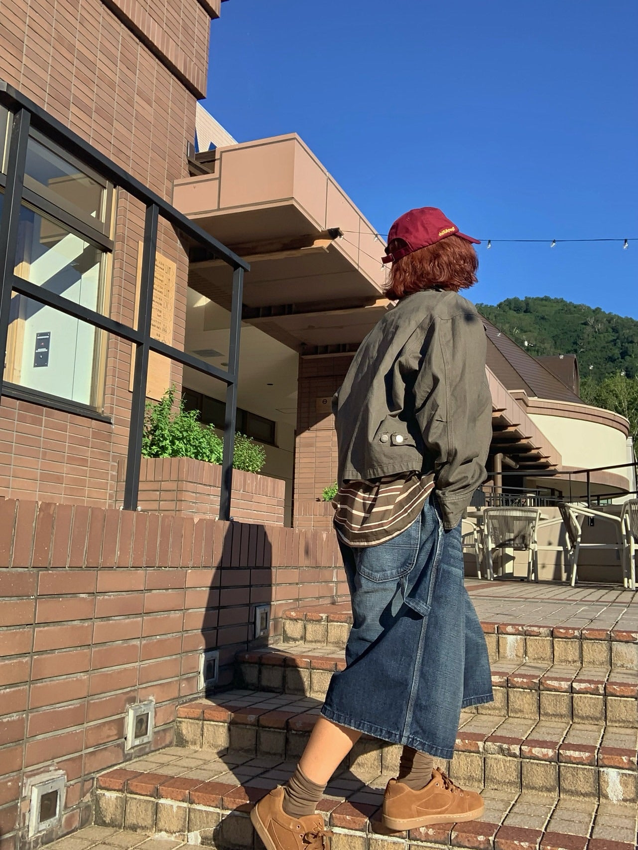做舊休閒寬鬆百搭牛仔中褲