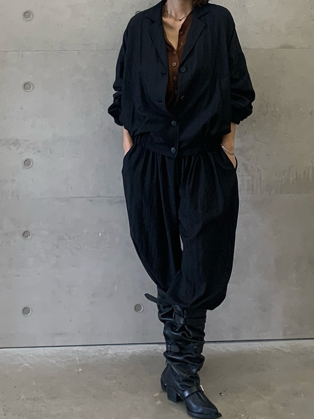 鬆緊腰簡約休閒褲