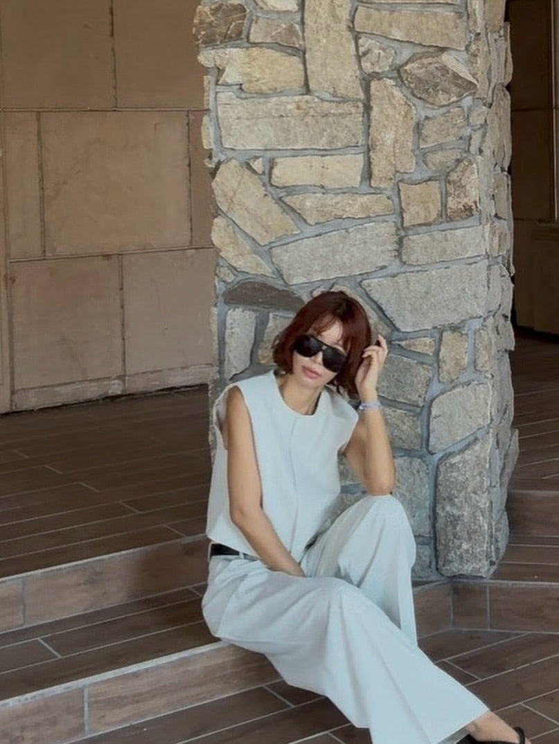 圓領單排扣氣質短馬甲