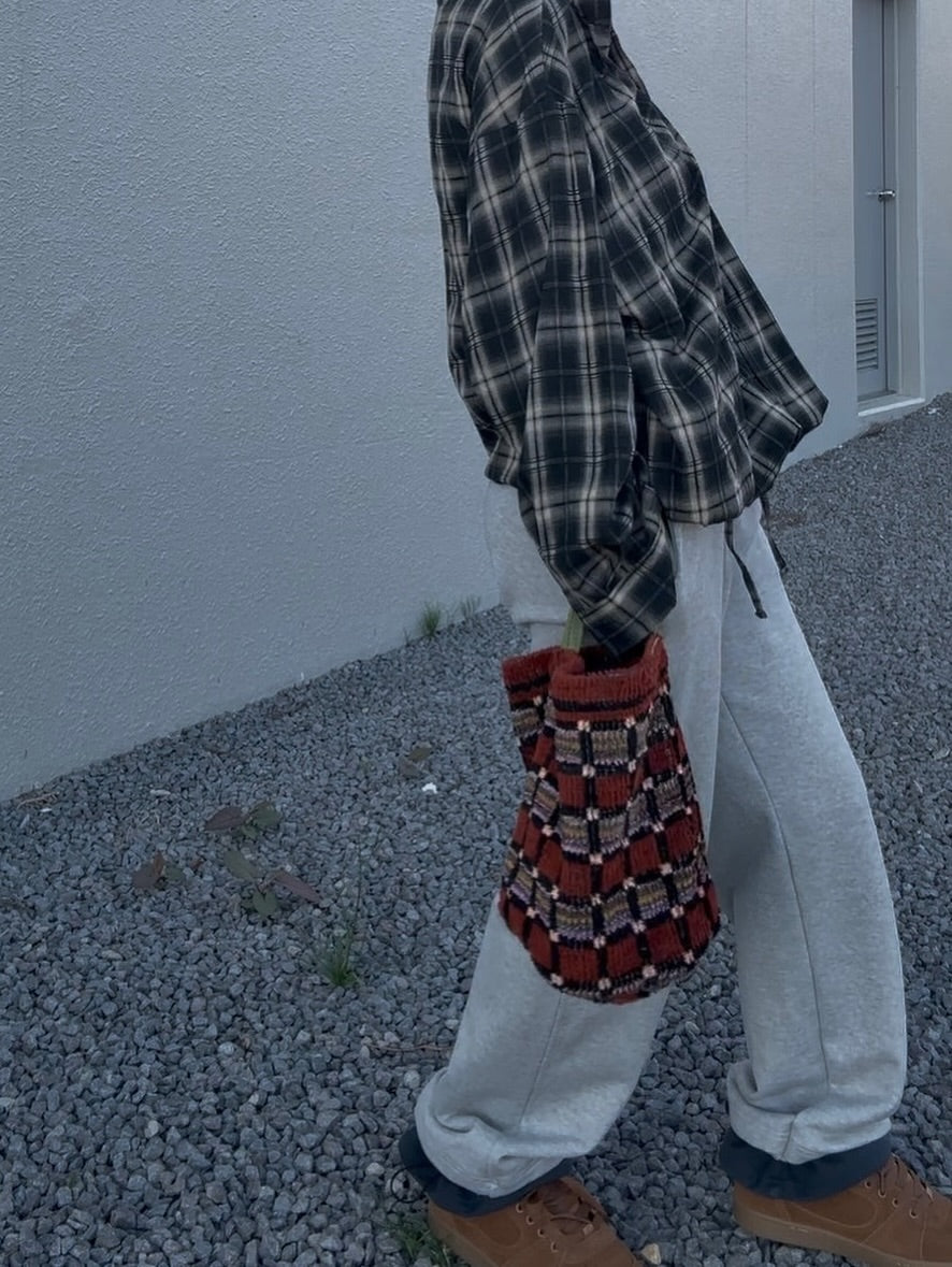 鬆緊腰抽繩撞色拼接休閒褲