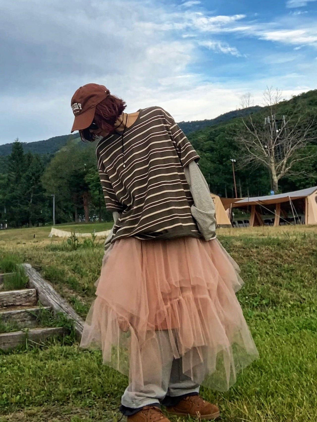 鬆緊腰抽繩撞色拼接休閒褲