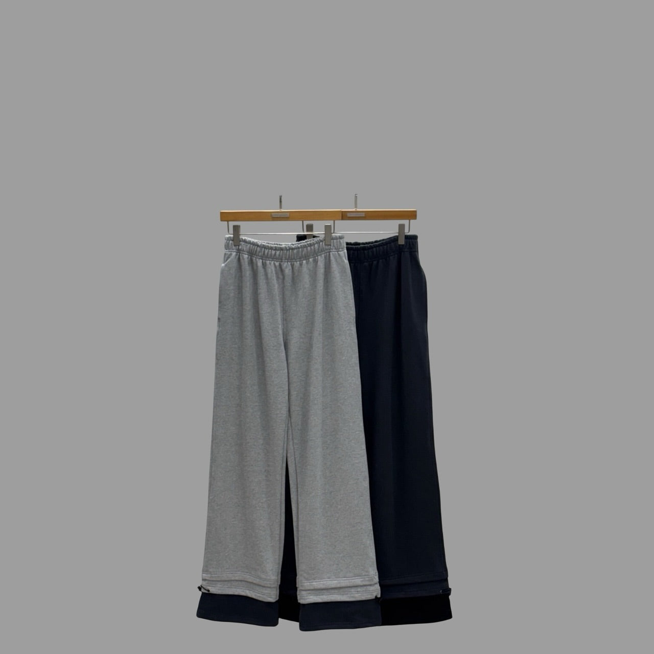 鬆緊腰抽繩撞色拼接休閒褲