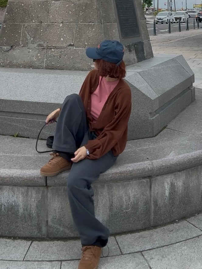 鬆緊腰抽繩撞色拼接休閒褲