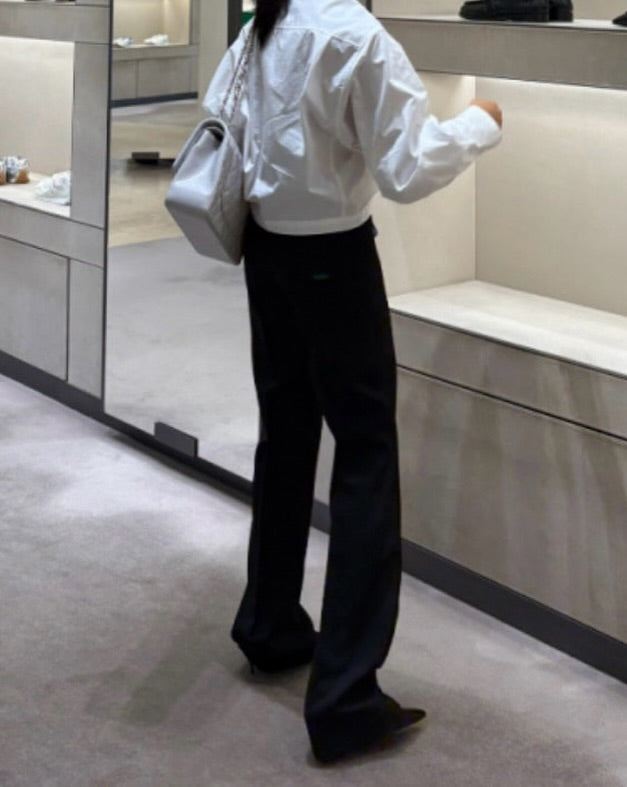 高腰垂感設計感小眾窄版直筒褲