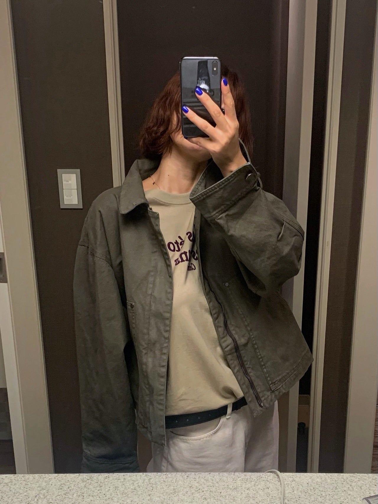 寬鬆休閒百搭翻領拉鍊短外套