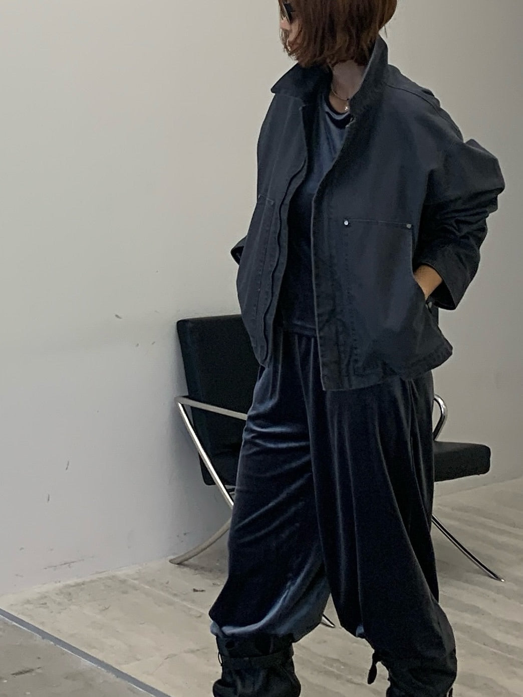 寬鬆休閒百搭翻領拉鍊短外套