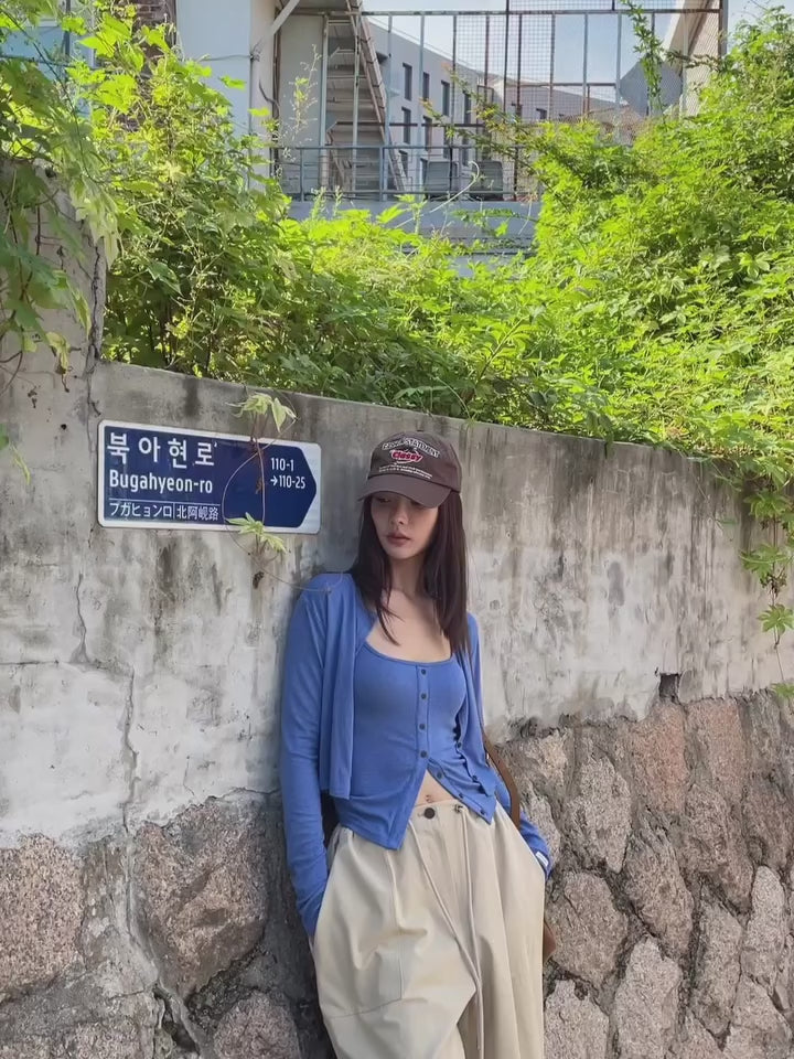 百搭顯瘦修身吊帶+開衫套裝