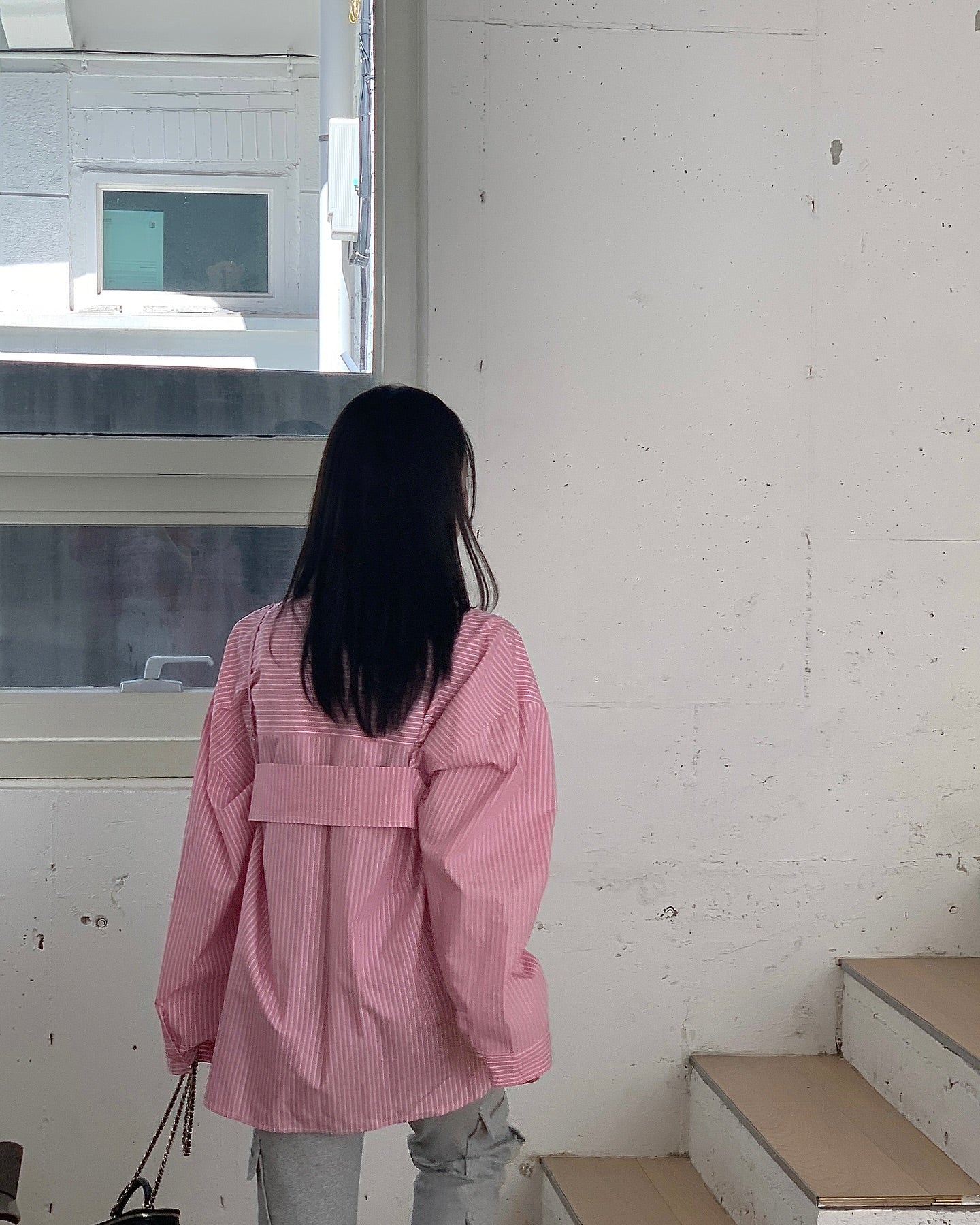 貼布字母背心中長襯衫兩件套