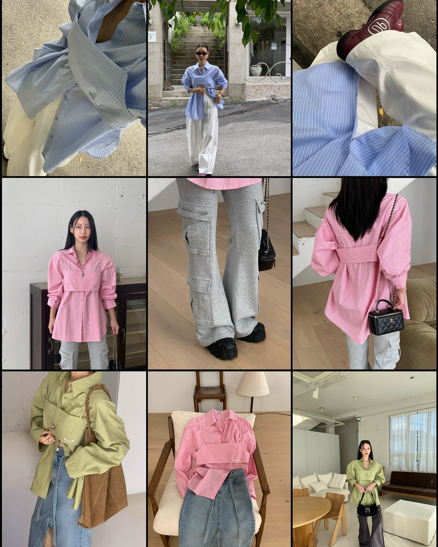 貼布字母背心中長襯衫兩件套