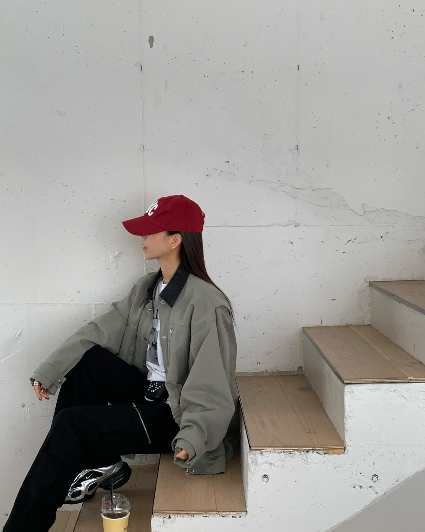 翻領大口袋長袖工裝牛仔外套