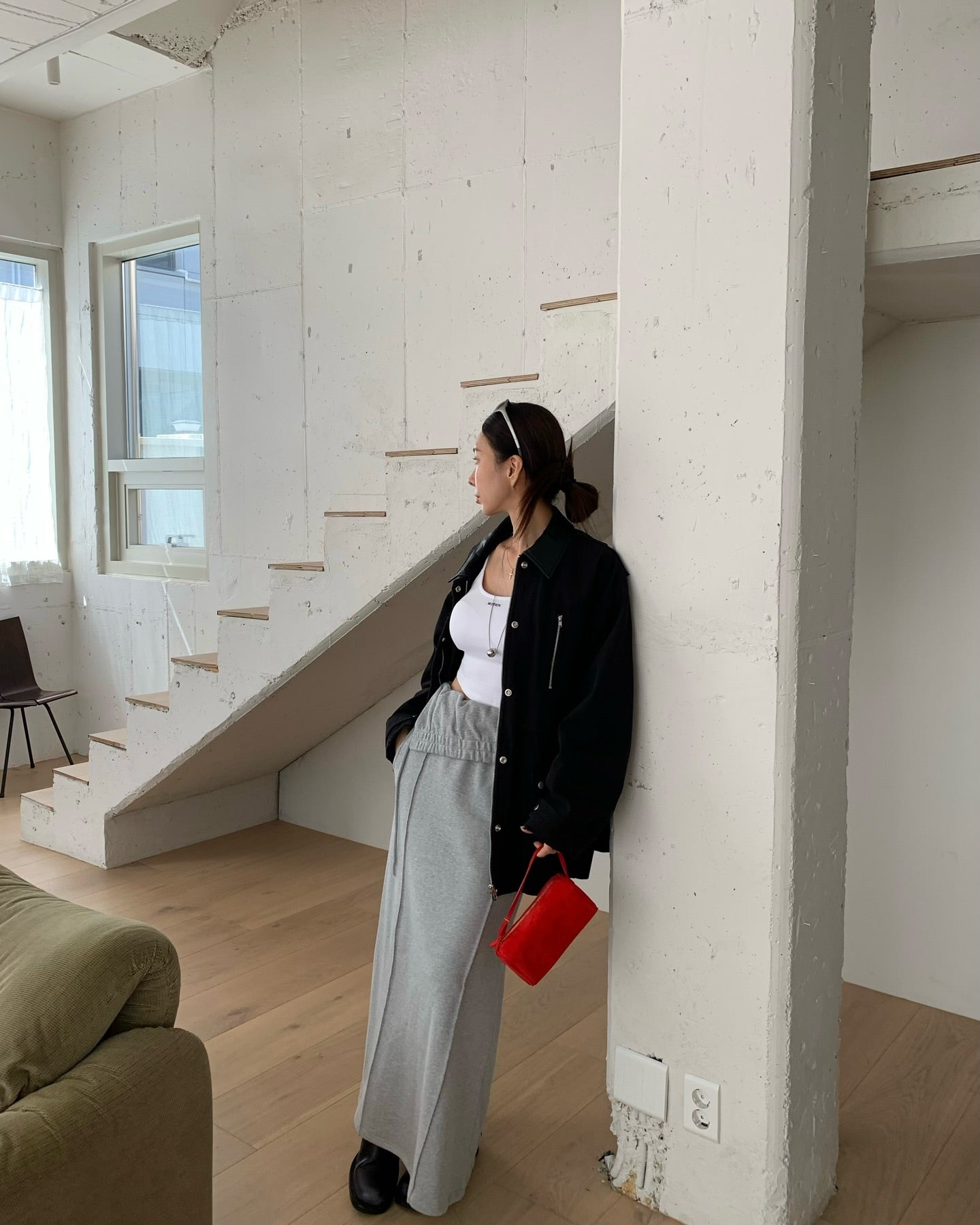 翻領大口袋長袖工裝牛仔外套