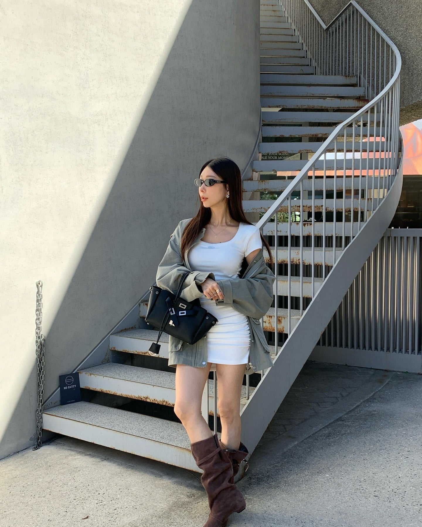 翻領大口袋長袖工裝牛仔外套