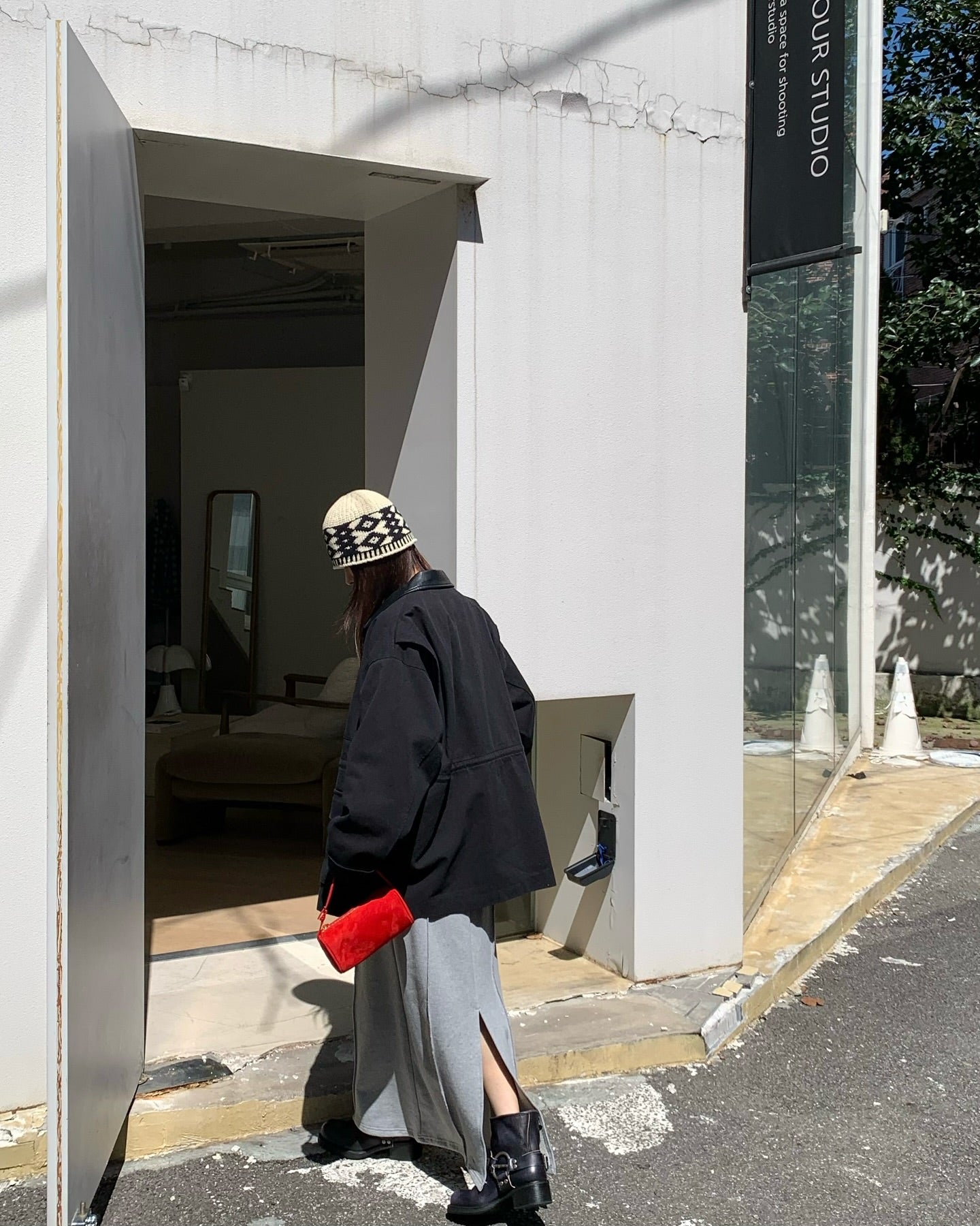 翻領大口袋長袖工裝牛仔外套