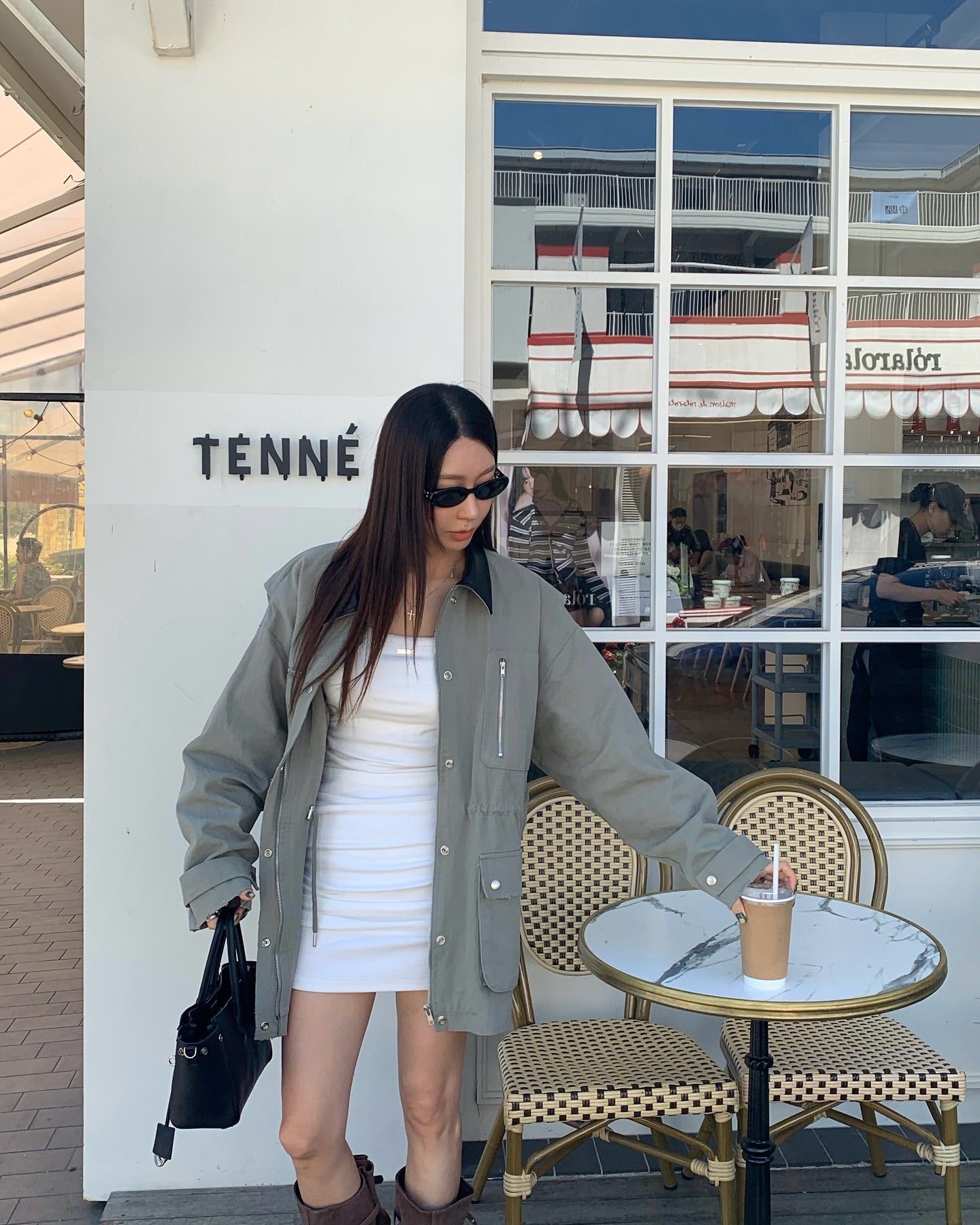 翻領大口袋長袖工裝牛仔外套