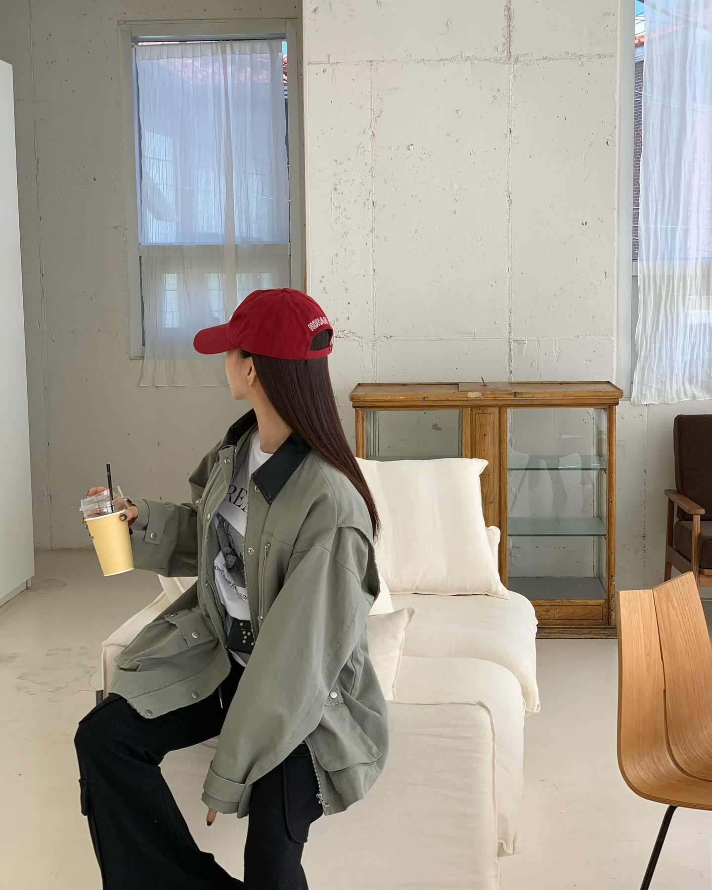 翻領大口袋長袖工裝牛仔外套