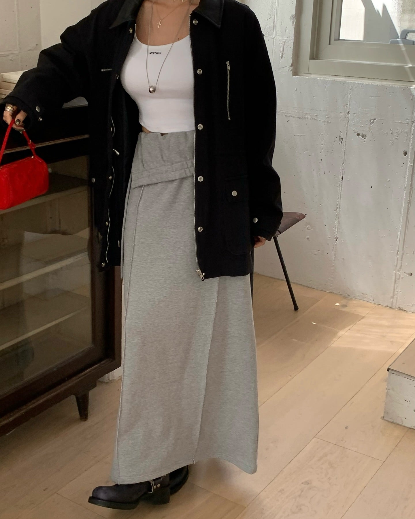 翻領大口袋長袖工裝牛仔外套