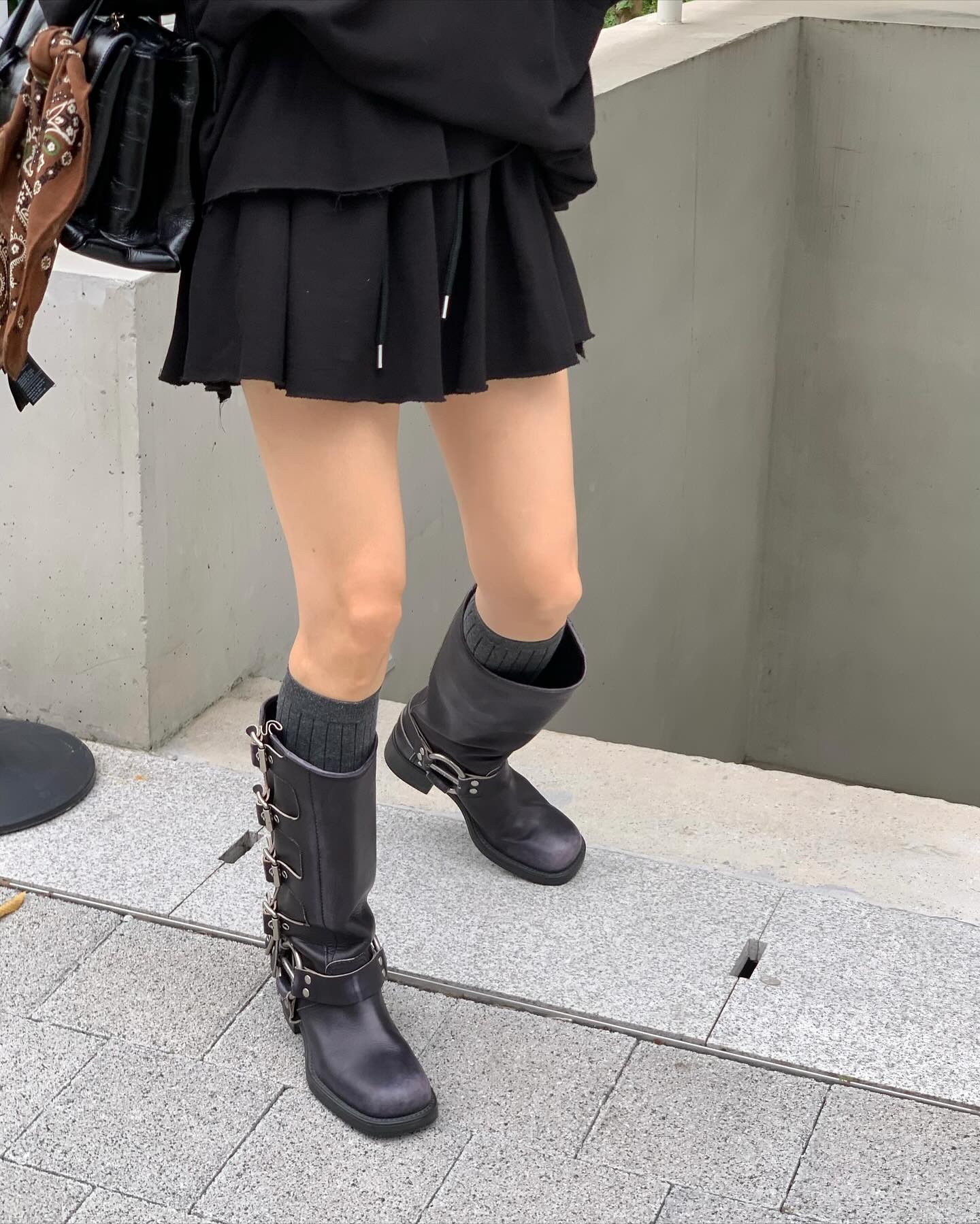 低腰顯瘦壓褶雙層a字半身短裙