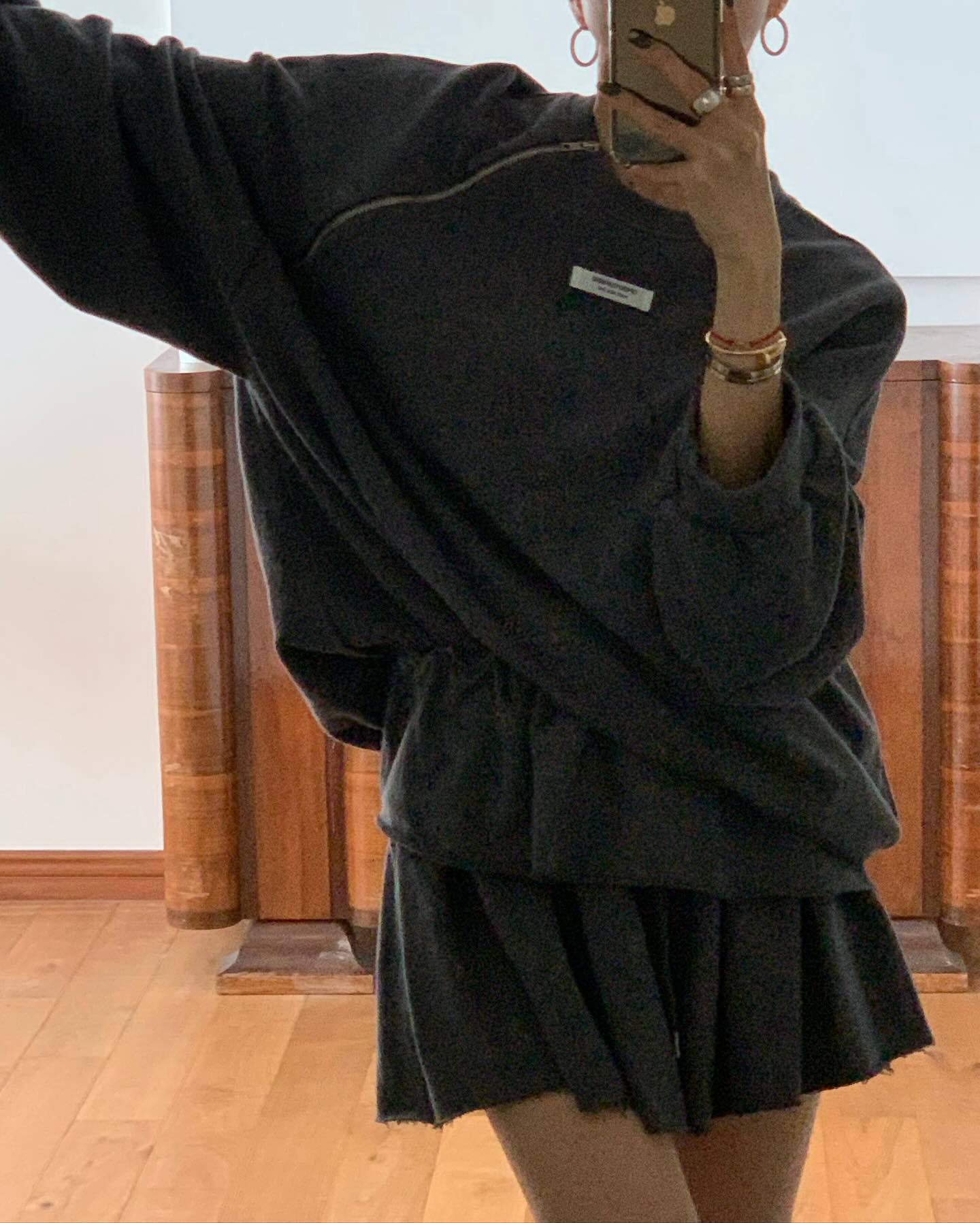 低腰顯瘦壓褶雙層a字半身短裙