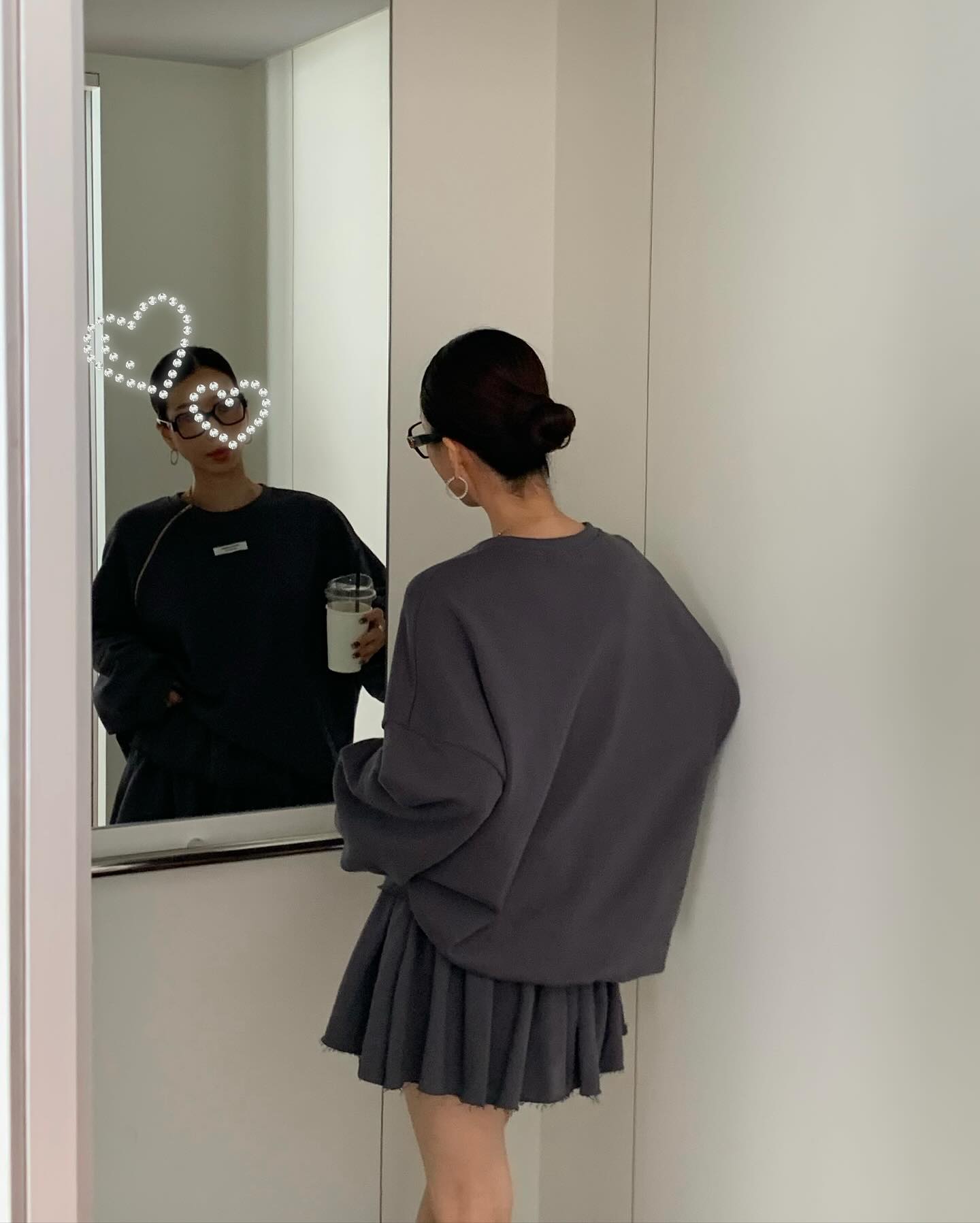 低腰顯瘦壓褶雙層a字半身短裙