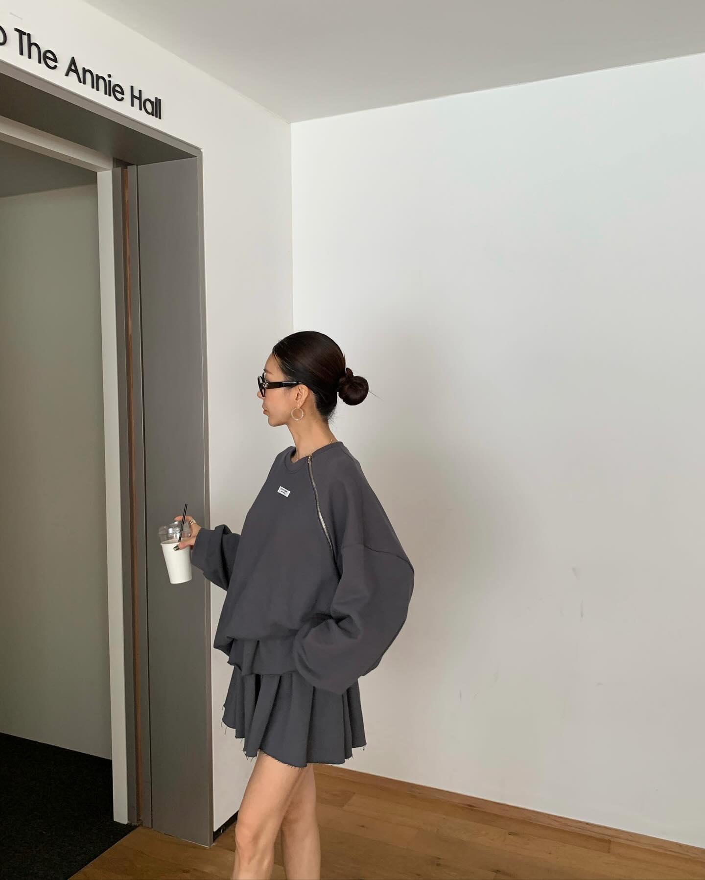 低腰顯瘦壓褶雙層a字半身短裙