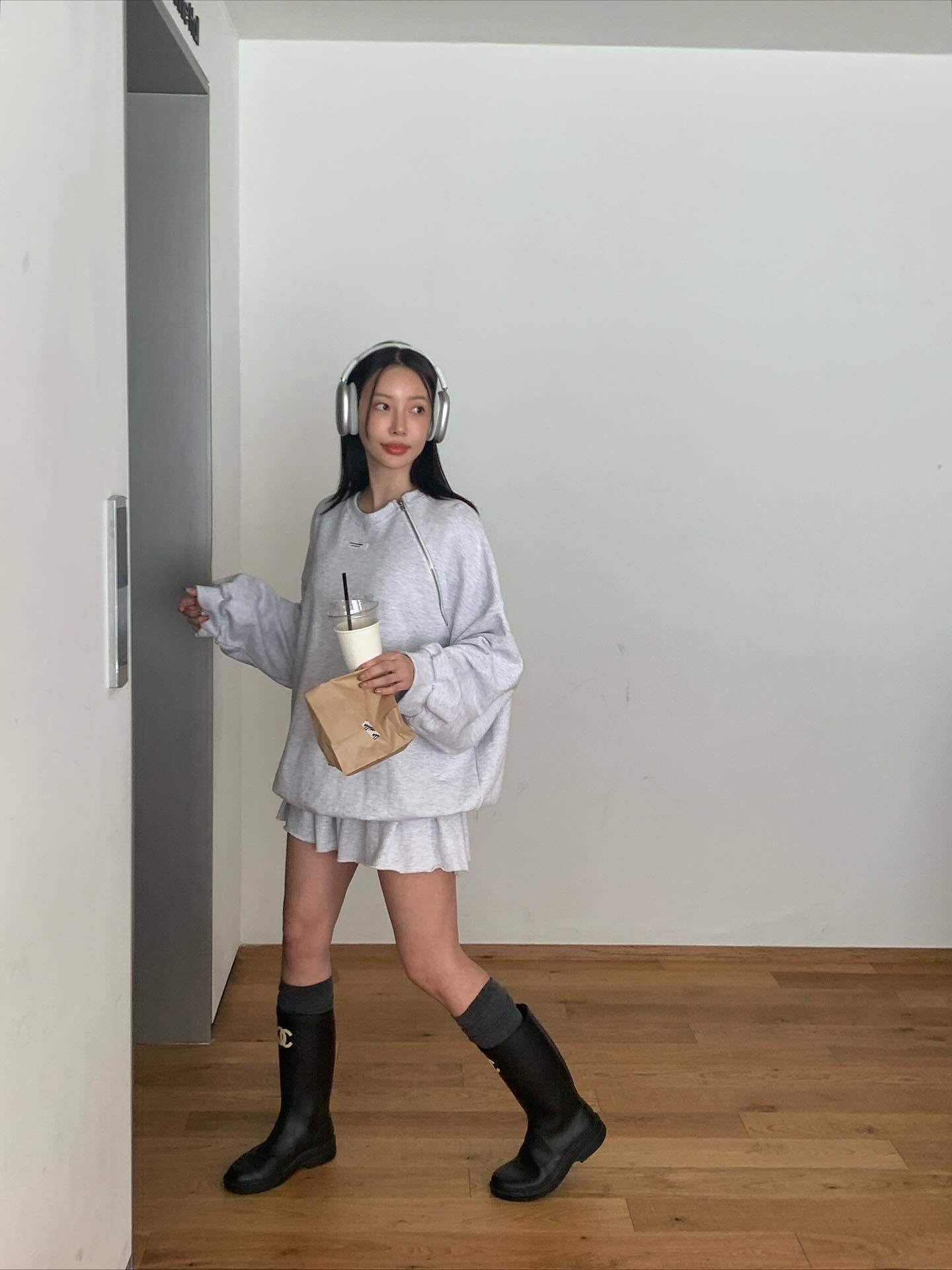 低腰顯瘦壓褶雙層a字半身短裙