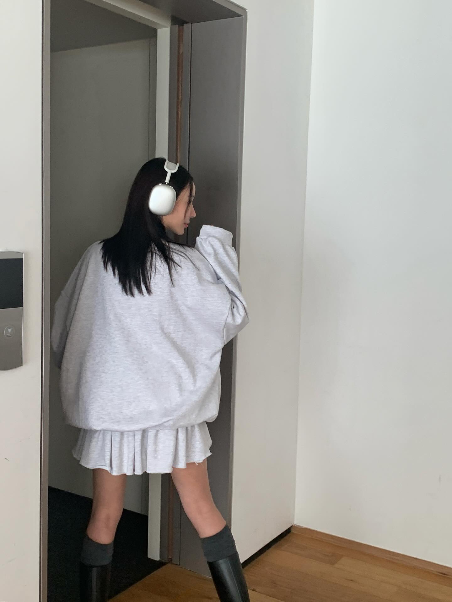 低腰顯瘦壓褶雙層a字半身短裙