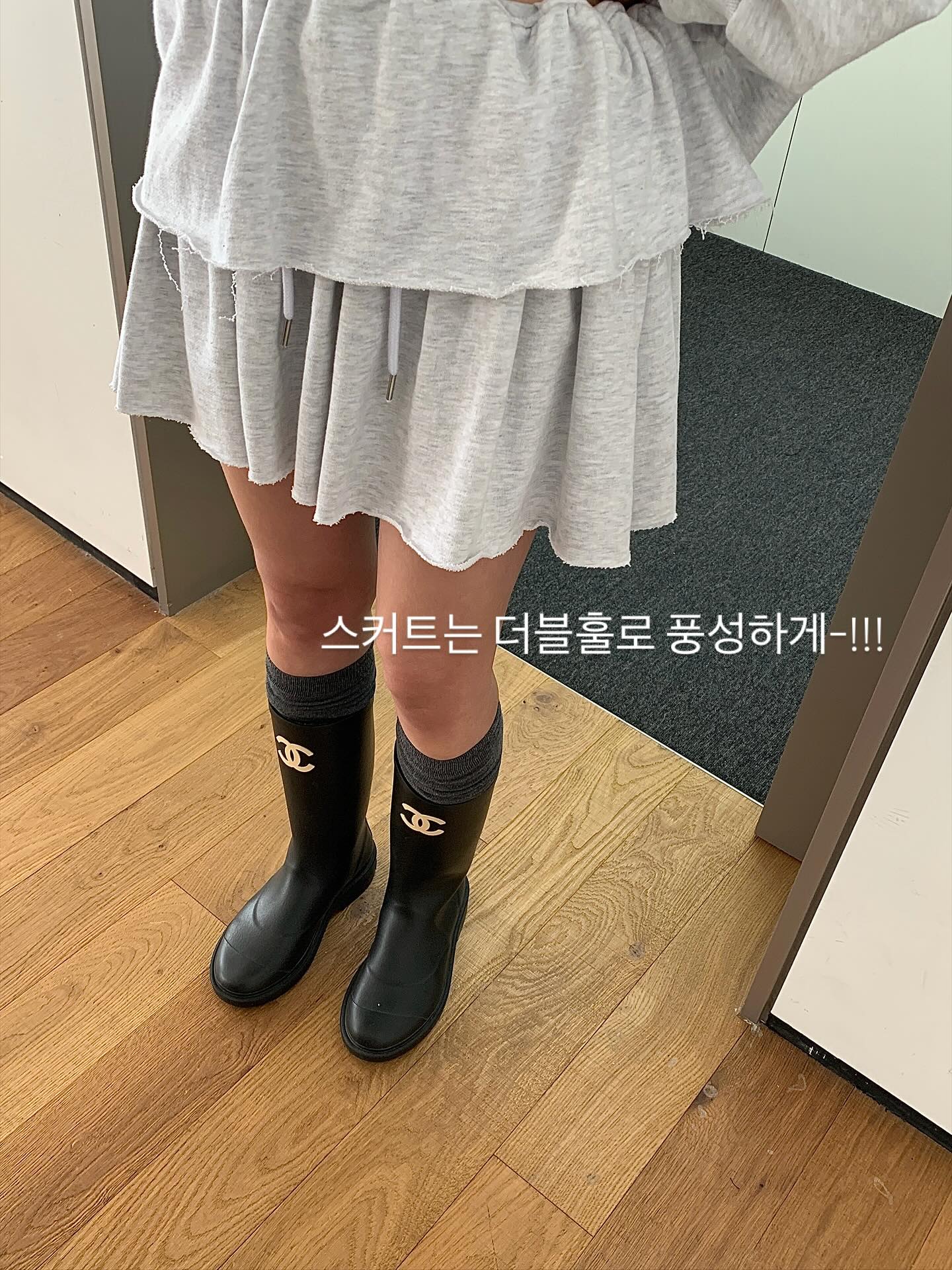 低腰顯瘦壓褶雙層a字半身短裙