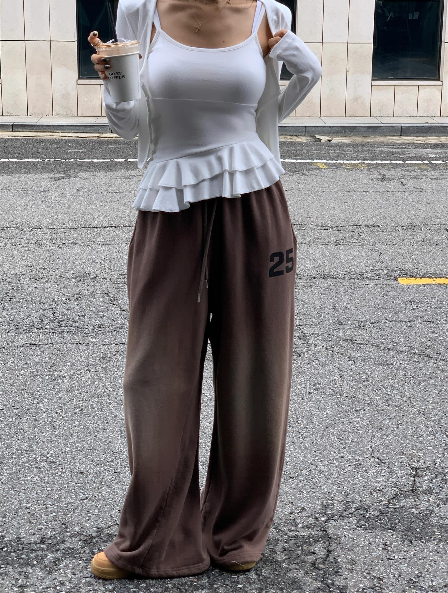 鬆緊腰紮染數字可束腳休閒褲