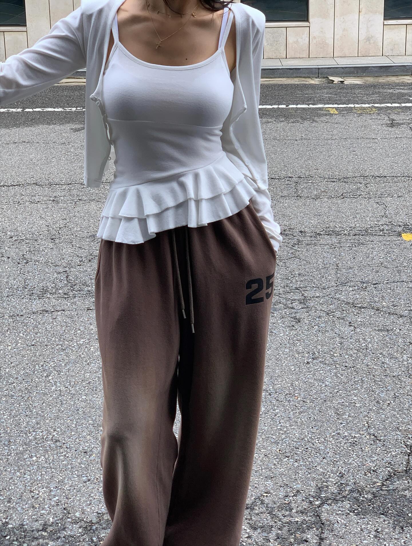 鬆緊腰紮染數字可束腳休閒褲