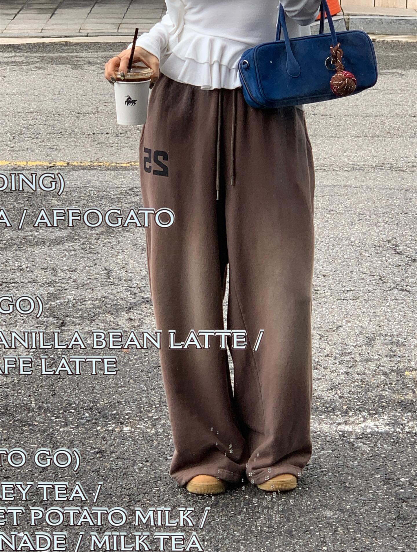 鬆緊腰紮染數字可束腳休閒褲