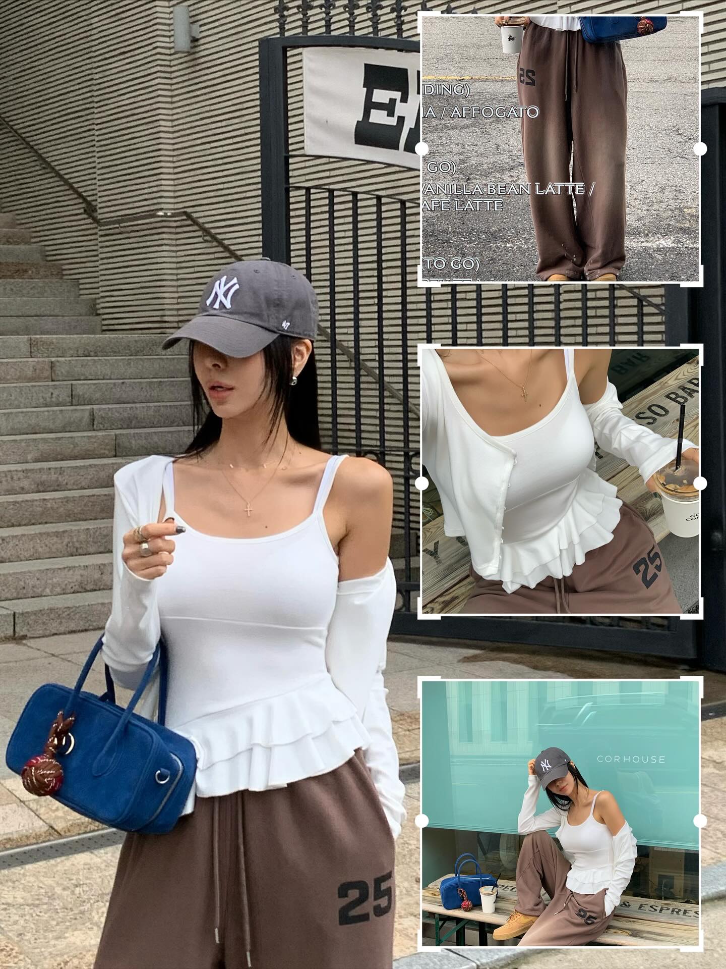 顯瘦荷葉邊吊帶開襟衫兩件套