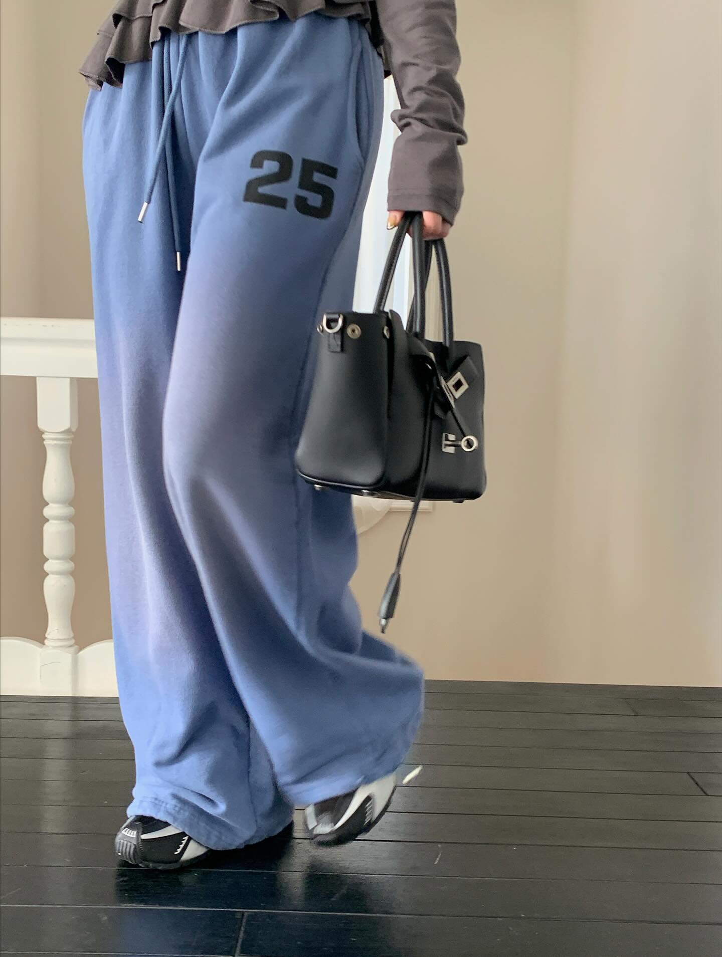 鬆緊腰紮染數字可束腳休閒褲